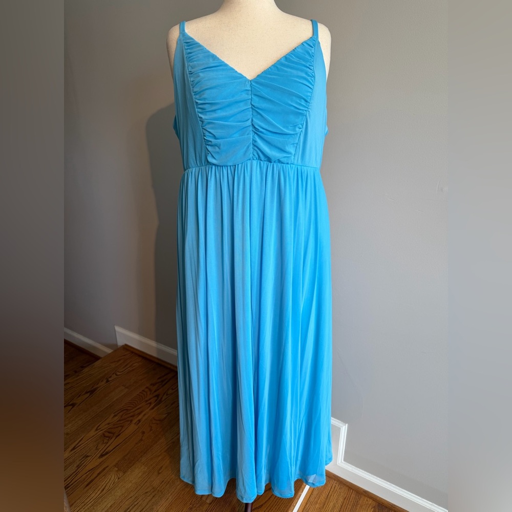 NWT Torrid Blue Mesh Pleated Maxi Dress - Torrid Size 3 (22-24, 3X)